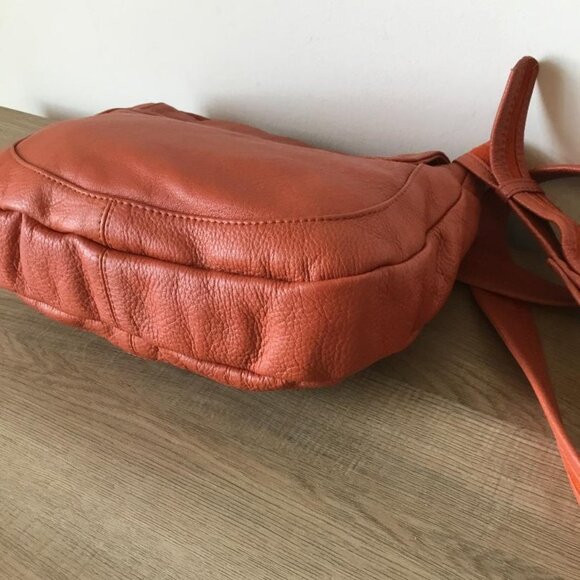 See by Chloe Crossbody Bag Orange Pebbled Leather with Zipper Ribbon Detail - Picture 9 of 12